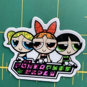 OOP Power Puff Girls Stoner Vinyl Glittery Sticker Hippie Gift Retro Cartoon Art